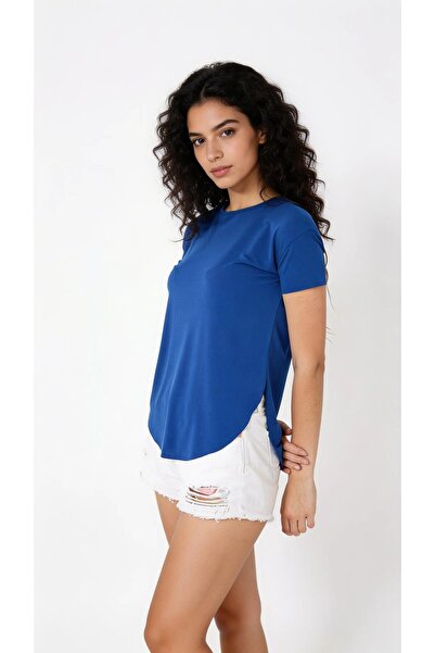 BY ARDELION Γυναικείο μπλουζάκι μπλε με λαιμόκοψη ποδηλάτου για καθημερινή χρήση