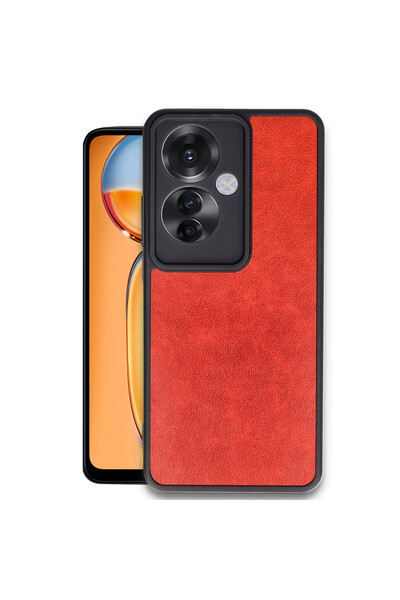 cepmoda حافظة OPPO "Reno 11F (5G)" Premium جلد المطلية - غطاء سيليكون مع نتوء...