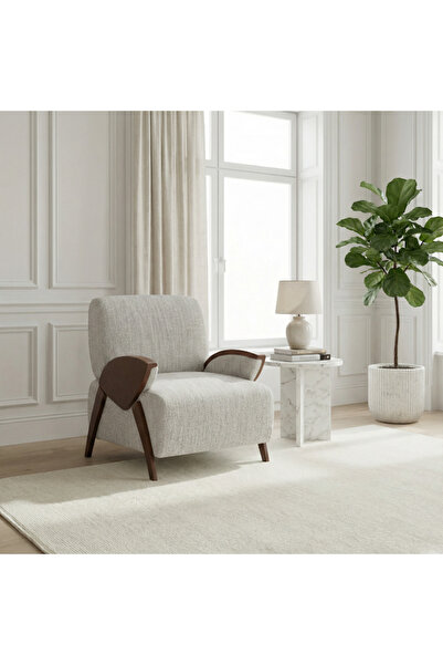 Ebticar Natural Wood Chair Gray – Padded Design with Wider Dimensions