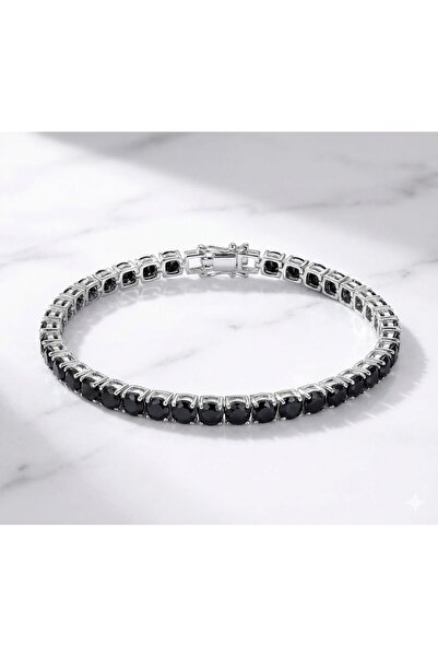 shopidik Dark Color Metal Black Stone Women's Bracelet (14 cm + Extension)