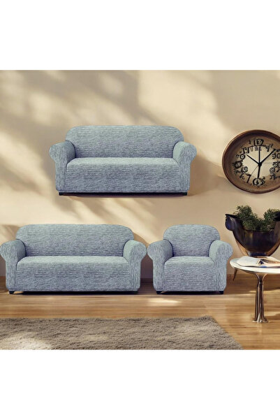 zerif home Jakarlı Cubuk Desen Lastikli Koltuk Kılıfı Çekyat Koltuk Örtüsü St...