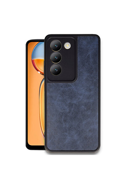 cepmoda غطاء هاتف فيفو V30 لايت 4G متوافق مع الجلد ومقاوم للصدمات - أزرق داكن