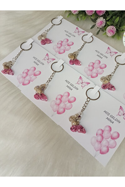 AKÇA SHOPPİNG 15 Adet Epoksi kelebekli deniz temalı Anahtarlık Söz,Nişan,Düğü...