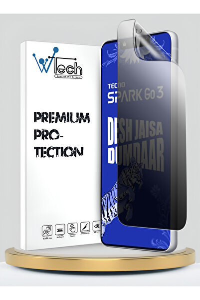 Wtech Tecno Spark Go 3 4G 2026 Premium Hydrogel Anti Spy Film Thin and Flexib...