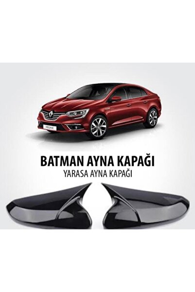 WOLLCAR MEGANE 4 Uyumlu Batman Yarasa Ayna Kapağı Piano Black 2016 Sonrası