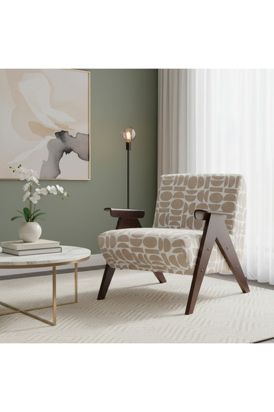 Ebticar كرسي فاخر بيج - راحة وفخامة مع تصميم واسع