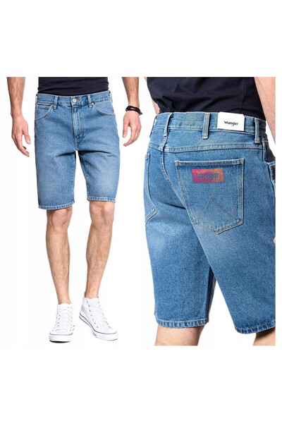 WRANGLER Blugi bărbătești, Wrangler, bumbac, pantaloni scurți, fermoar, 5 buz...