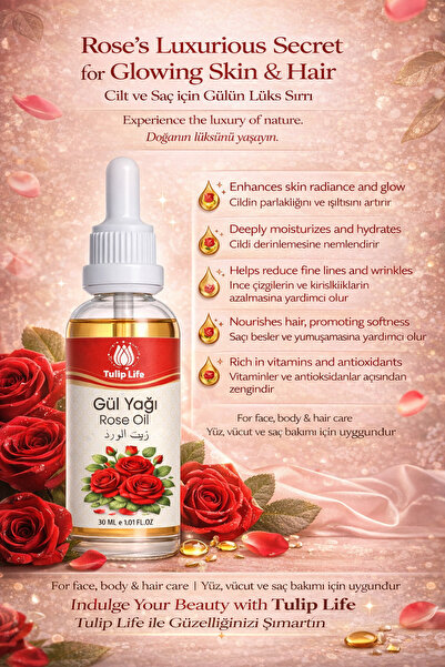 Tuliplifeoffical Natural & Pure Rose Oil 30 ml