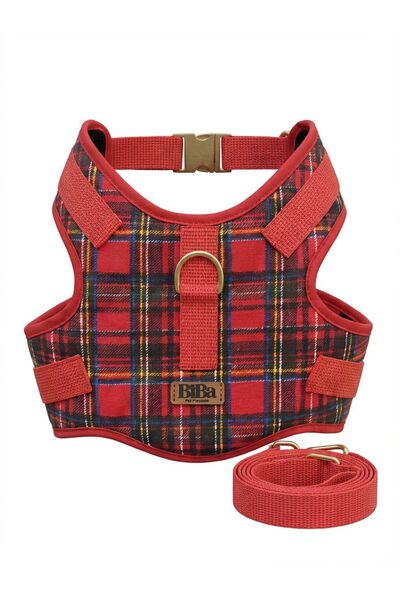 BiBa Pet Plaid Dog Harness Set Anti-Pull/Breathable Fabric/Walking Strap Incl...