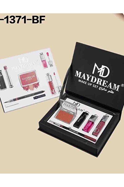 MAYDREAM طقم اسود ارواج+جلوس+محدد شفايف + احمر خدود بودرة PH-1371B