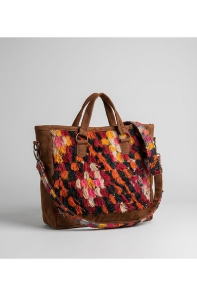Keyfast Handwoven Hand & Shoulder & Beach Bag (Kilim Patterned, Lined, Nubuck...