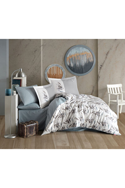 FIONNA.RO 100% Cotton Poplin HOBBY Duvet Cover Set - Grey Abstract