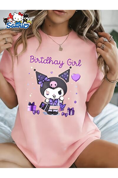 yombaa Sanrio Kuromi "Birthday" Short Sleeve T-Shirt |   Pink-Purple Contrast...