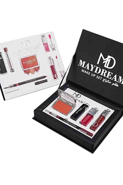 MAYDREAM طقم اسود ارواج+جلوس+محدد شفايف + احمر خدود بودرة PH-1371B