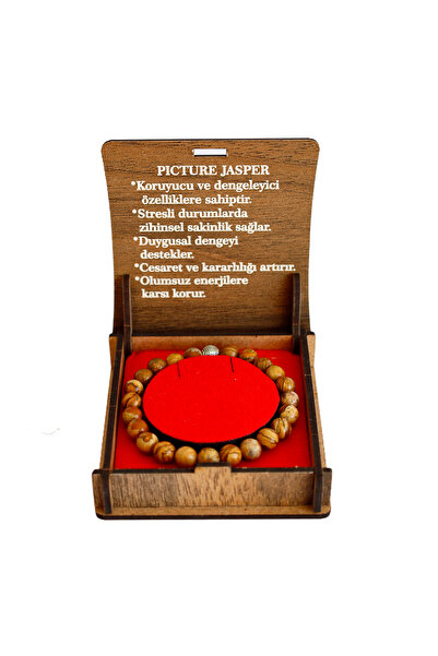 taru pasaj Picture Jasper Natural Stone Bracelet – Protective and Balancing E...