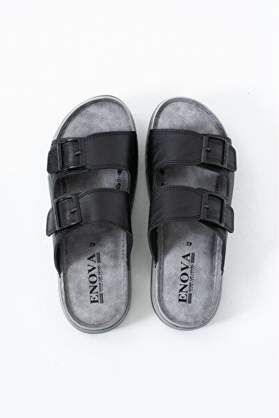 VANONE Men's Orthopedic Comfortable Sole Stitched Black Faux Leather Double B...