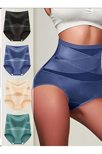 bitangosu 4'LÜ YÜKSEK BEL KORSELİ SLİP KÜLOT, TOPARLAYICI, ESNEK, ŞIK, ZAMANS...