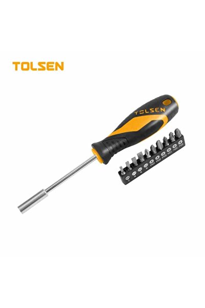TOLSEN 11Pcs Bit Set 1/4″ Cr-V Magnetic Screwdriver Bits with Holder