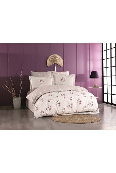 FIONNA.RO Cotton 100% Poplin Duvet Cover Set - Delicate Bouquets Powder Pink