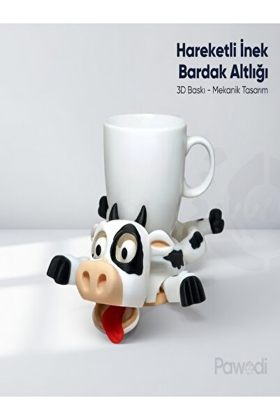 Generica Hareketli İnek Bardak Altlığı 3D Baskı Mekanik Eğlenceli Masaüstü Co...