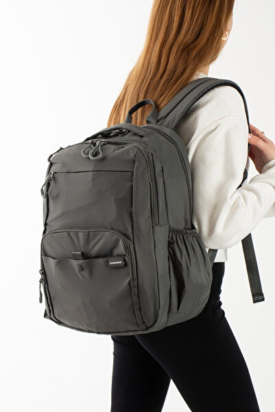 Sanmorris Unisex Su Geçirmez Kumaş Laptop Bölmeli Günlük, Seyehat ve Okul Sır...