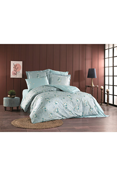 FIONNA.RO Cotton 100% Poplin Duvet Cover Set - Delicate Bouquets Blue