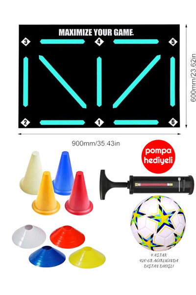 Oyuncakhane Futbol Antrenman Halısı + 460gr Futbol topu + 4 Duba + 4 çanak po...