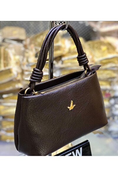 ELİTE NOVA SHOPPİNG حقيبة كتف بنية اللون متوسطة الحجم مع تفاصيل عقدة أسكسيسي