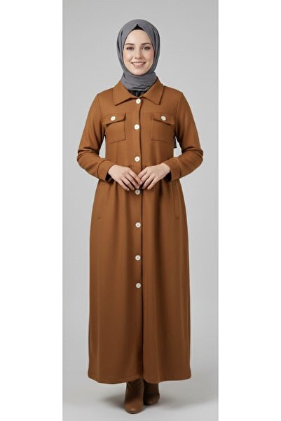 Moda Mia Tesettür Giyim Belden Büzgülü Pardesü + Şal Hediye