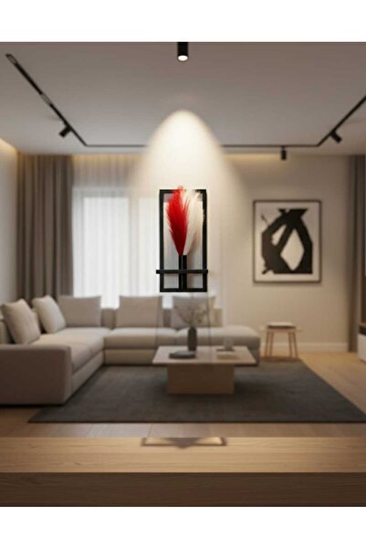 Dekoratif Mat Siyah Pano Raf Saksılık Duvar Saksılığı Balkon Bahçe Tablo Yapay çiçek pampas