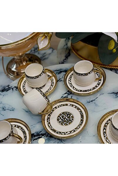 Kosova Buenos Leopar Desen Türk Kahve Fincan Takımı