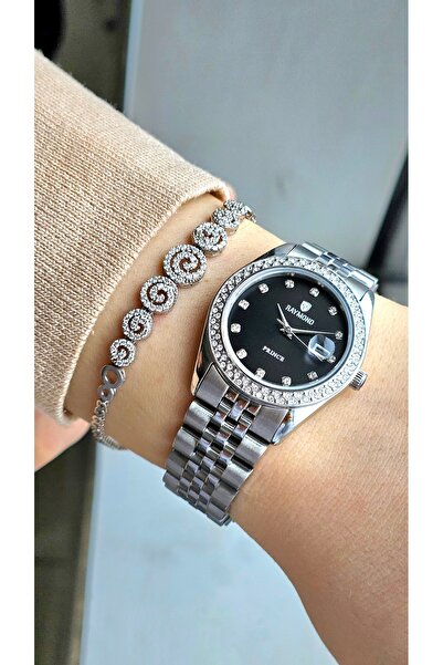 Raymond Jubilee Strap - Case and Strap Stainless Steel - Stoned Wristwatch wi...