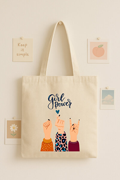 Maki Craft Girl Power Printed Cloth Bag – Women's Themed Daily Use Tote Bag