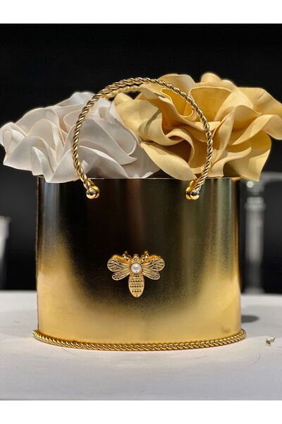 VAZO DEKOR Decorative Metal Bag Set with Bee Figures - Gold, Silver & Antique Anthracite (3 Colors)