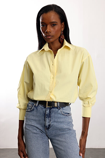 5in1Canpolat Yellow Regular Cut Shirt 4094