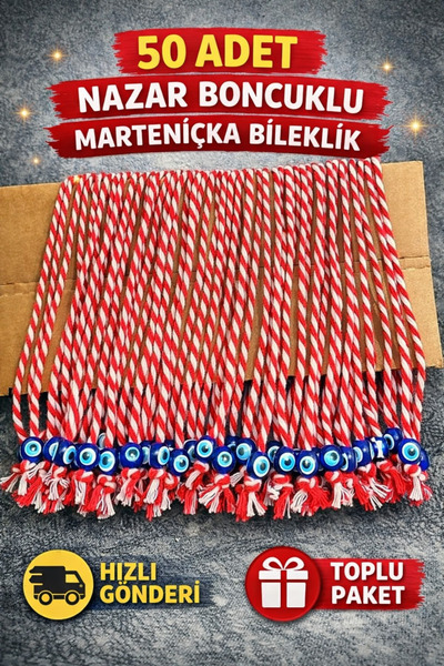 mymomsstitch Marteniçka Dilek Bilekliği 50 Adet Şans Bilekliği Kına Düğün Bil...