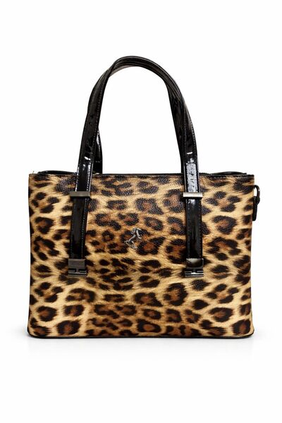ZERVA QUEEN Women's Hand and Shoulder Bag Leopard Patterned Medium Size Adjus...