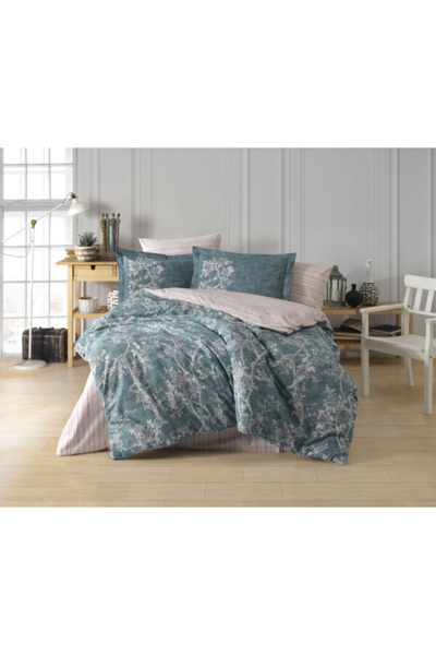 FIONNA.RO 100% Cotton Poplin HOBBY Duvet Cover Set - Royal Blue Trees