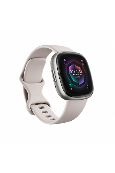 Fitbit Ceas smartwatch Sense 2 Lunar White/Platinum Aluminum