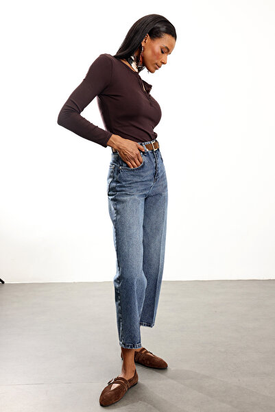 5in1Canpolat Washable Blue Belted Baggy Jean 3010