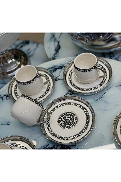 Kosova Buenos Leopar Desen Türk Kahve Fincan Takımı