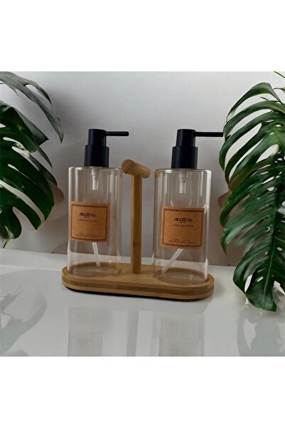 LAVORA Bambu Standlı 2'li Sıvı Sabunluk ( 520 ml )