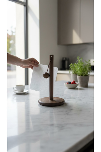 zezedesing Acacia Paper Towel Holder 30 cm & Large Roll Compatible with Ball ...