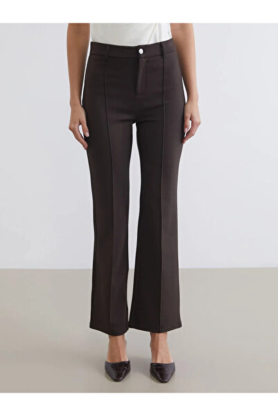 LC Waikiki Brown High Waist Flared Women's Pants