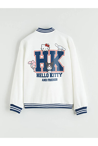 LC Waikiki Jachetă groasă pentru colegiu pentru fete Ecru Hello Kitty cu impr...