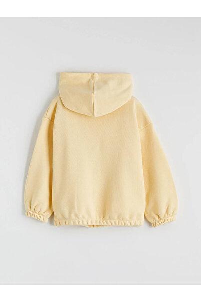 LC Waikiki Κίτρινο Σετ Φόρμας για Κορίτσια με Κουκούλα και Κέντημα