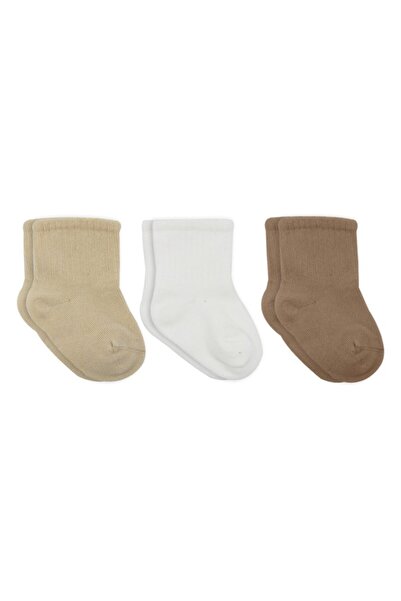 EASERA TİCARET Dog Boy 3-Piece Combed Cotton Socks 10134 Beige