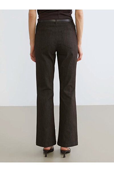 LC Waikiki Brown Spanish Flared Women's Trousers with Belt at the Waist