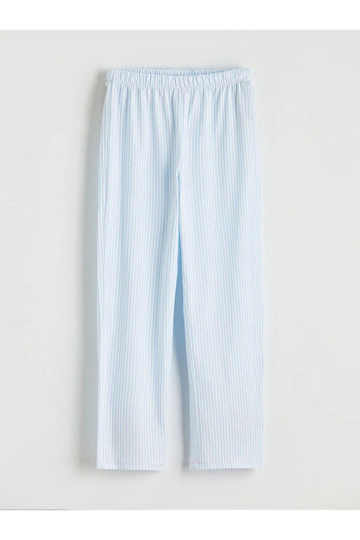 LC Waikiki White Striped Shirt Collar Girls' Pajama Set