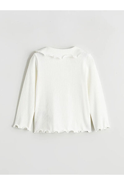 LC Waikiki Tricou Ecru pentru fetițe cu guler cu volane